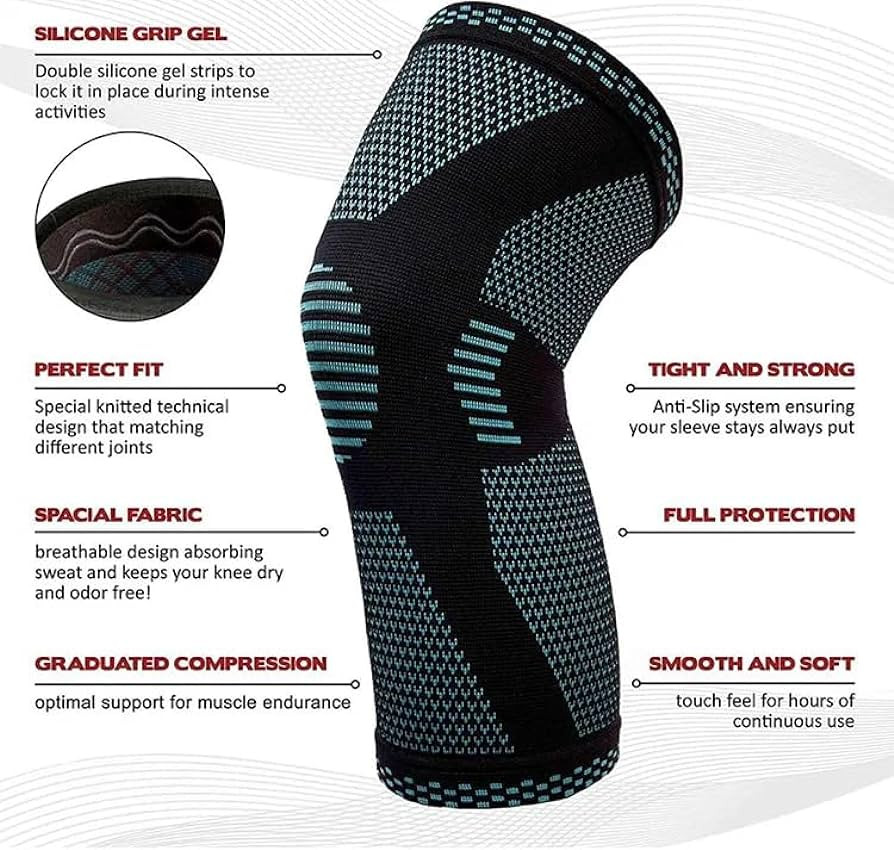 Amazon.com: Konpresio Knee Brace, Compression Knee Sleeve - Enhanced  Mobility, High Absorption Capacity, Stability, Durability, All-Day Comfort  (Medium, Black) : Health & Household